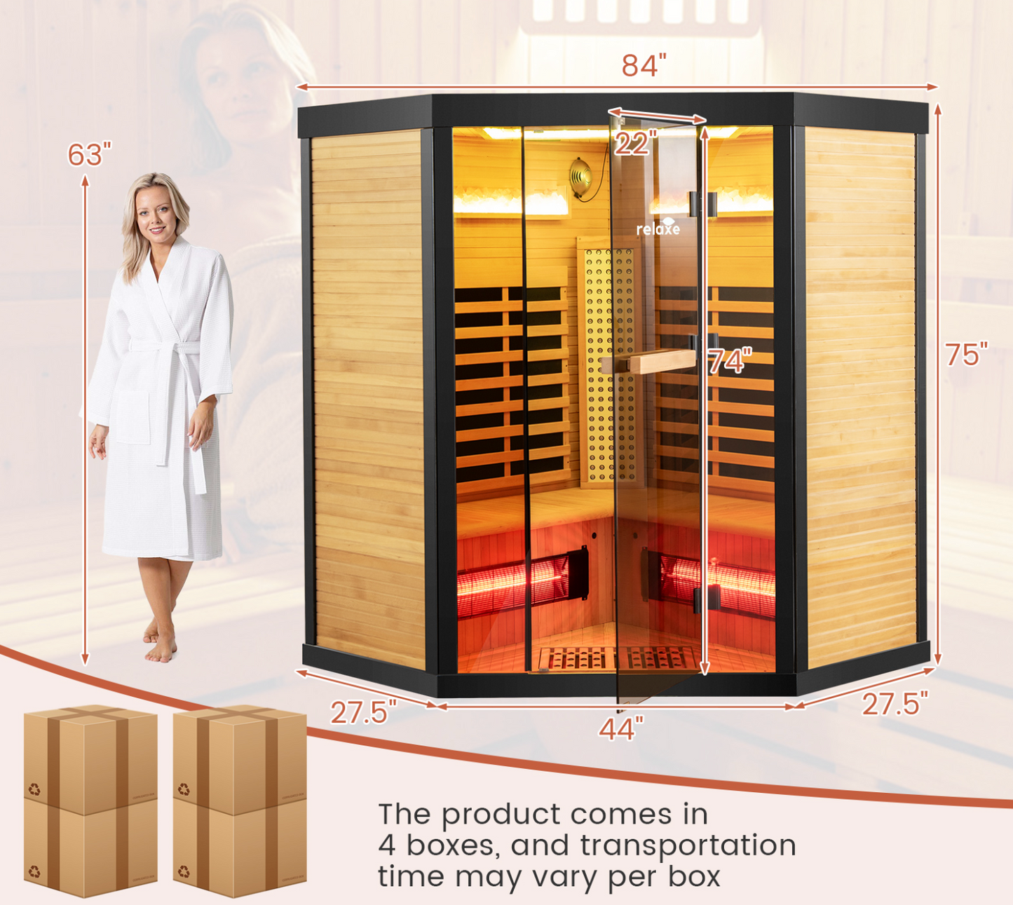 Relaxe Caldera™ Full Spectrum Infrared Sauna With Red Light.